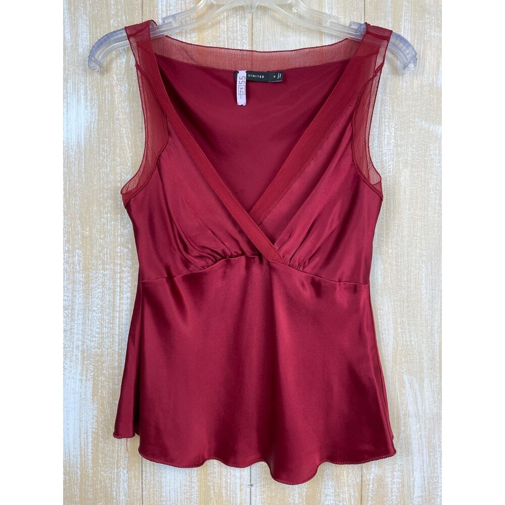 The Limited Cranberry Red 100% Silk Plunge V-Neck Tank Size M *Read
